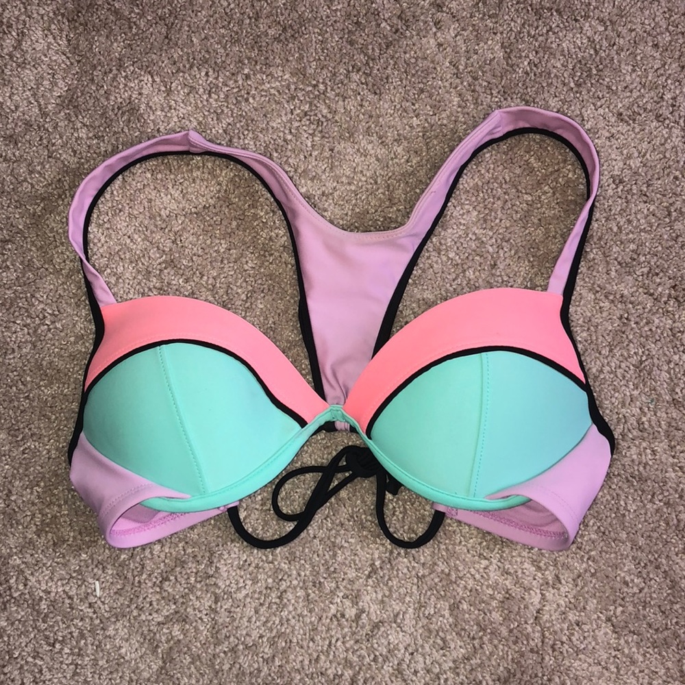geometric, vibrant push up bikini top